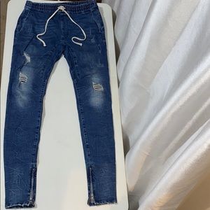 PacSun Dark Ripped Drop Skinny Jogger Pants